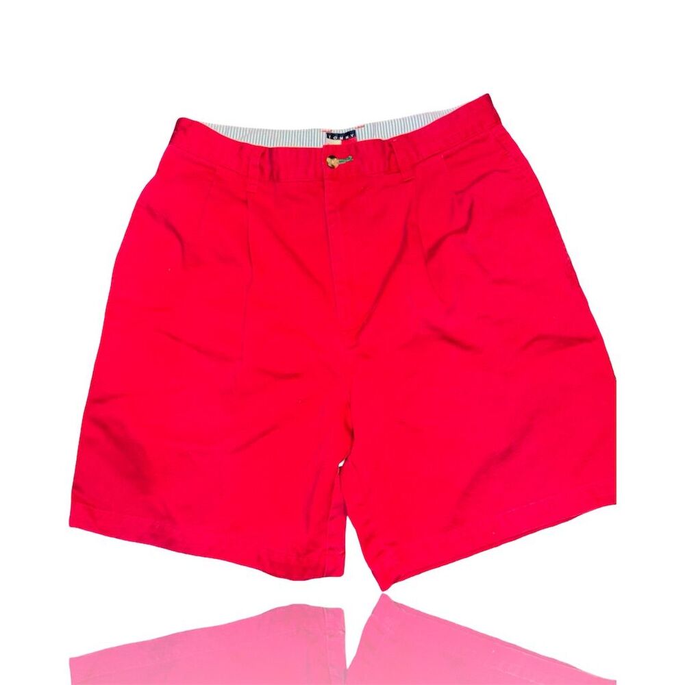 Tommy Hilfiger Men's Vintage Red Chino Shorts Pleated Front
